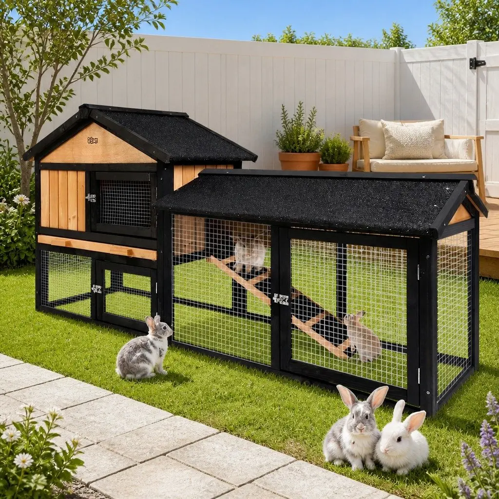 Wooden Chicken Coop Rabbit Hutch 165cm