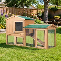 Wooden Chicken Coop & Rabbit Hutch Dimensions 138x44x85cm