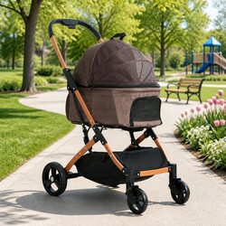 Pet Stroller Specs: 80cm x 51cm x 104cm, Brown