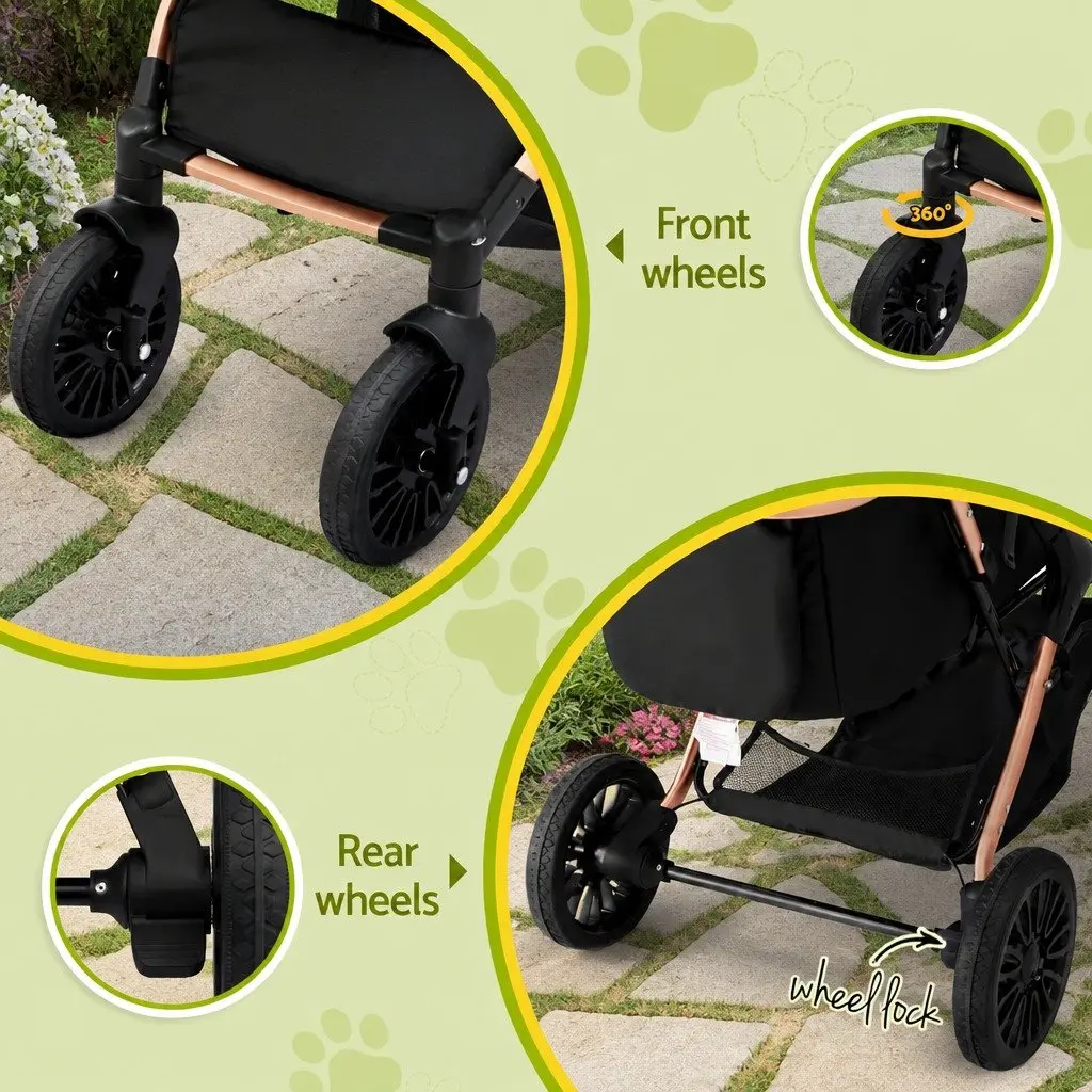 Pet Stroller for Dogs and Cats 3 in 1 Foldable Travel Carrier Black