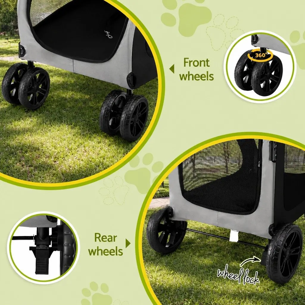 Pet Stroller for Dog Cat Travel Foldable Spacious 4 Wheels