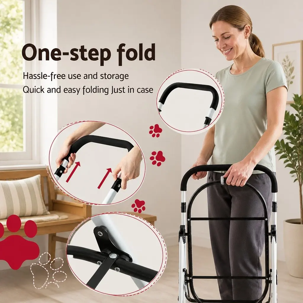 Pet Stroller for Dog and Cat Travel 3-in-1 Foldable Blue