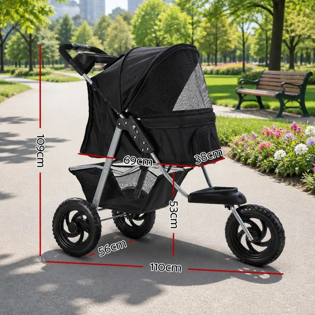 Pet Stroller for Dogs and Cats 110 cm L x 56 cm W x 109 cm H Foldable Travel Pushchair