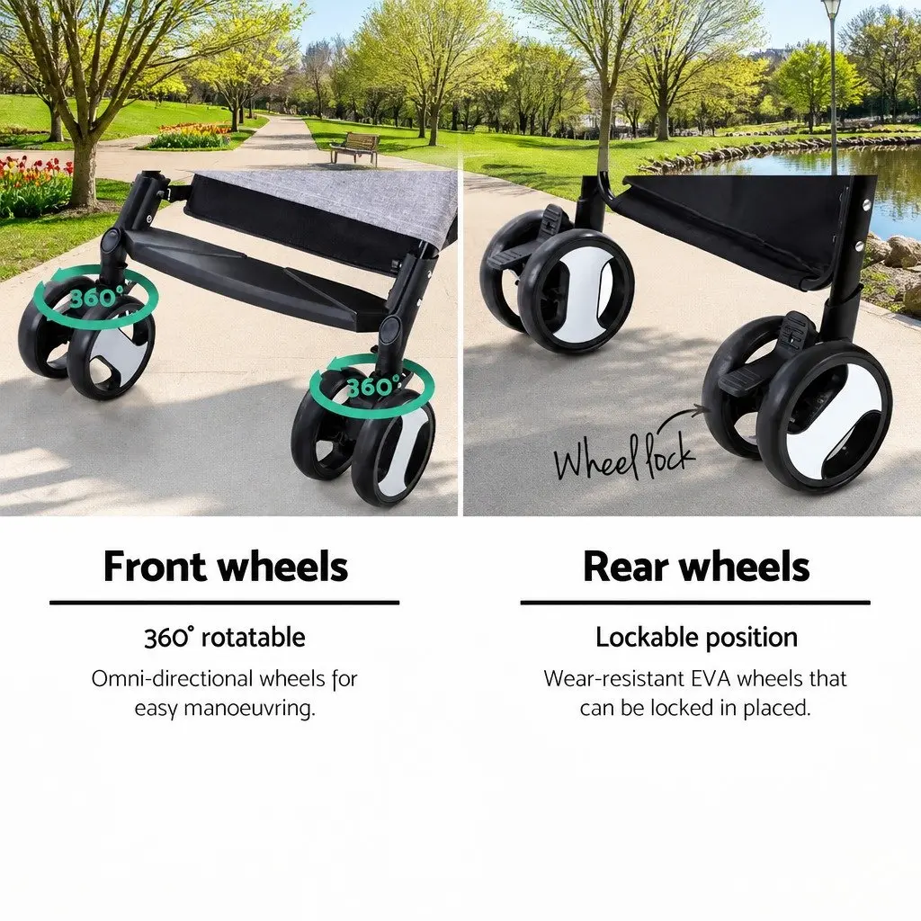 Pet Stroller for Small Pets Travel Pushchair Foldable Grey Large