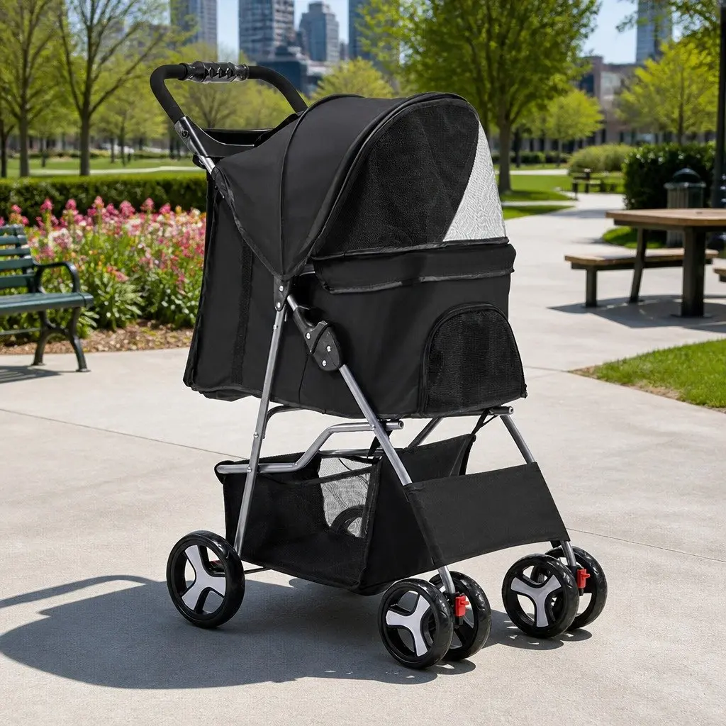 4 Wheel Pet Stroller with Essential