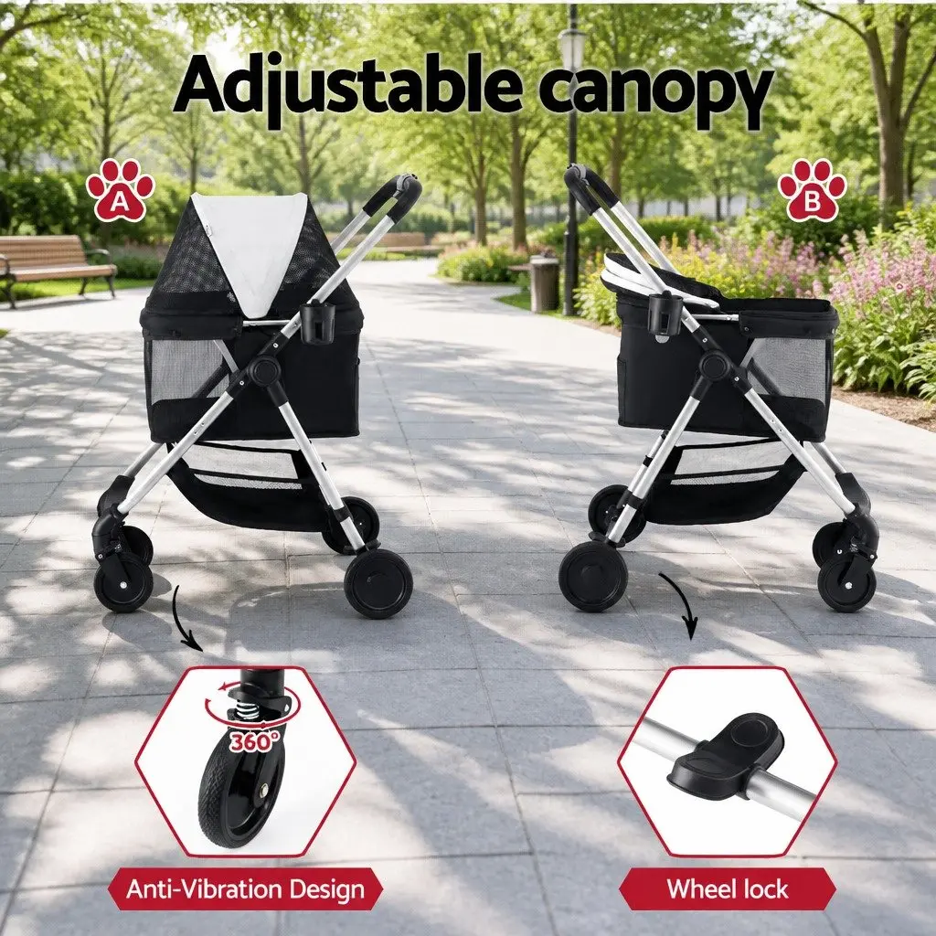 Pet Stroller Carrier for Dogs Cats Large Foldable Travel 73cm x 53cm x 98cm