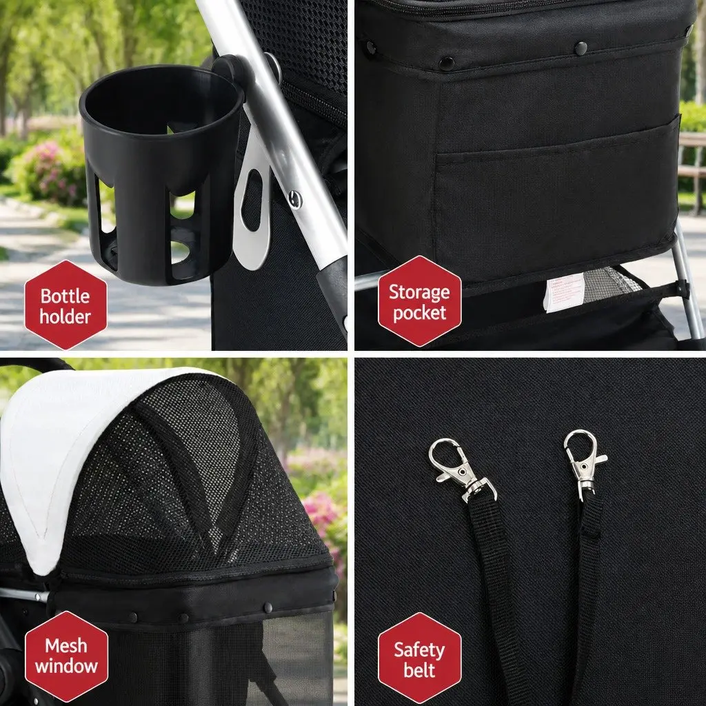 Pet Stroller Carrier for Dogs Cats Large Foldable Travel 73cm x 53cm x 98cm