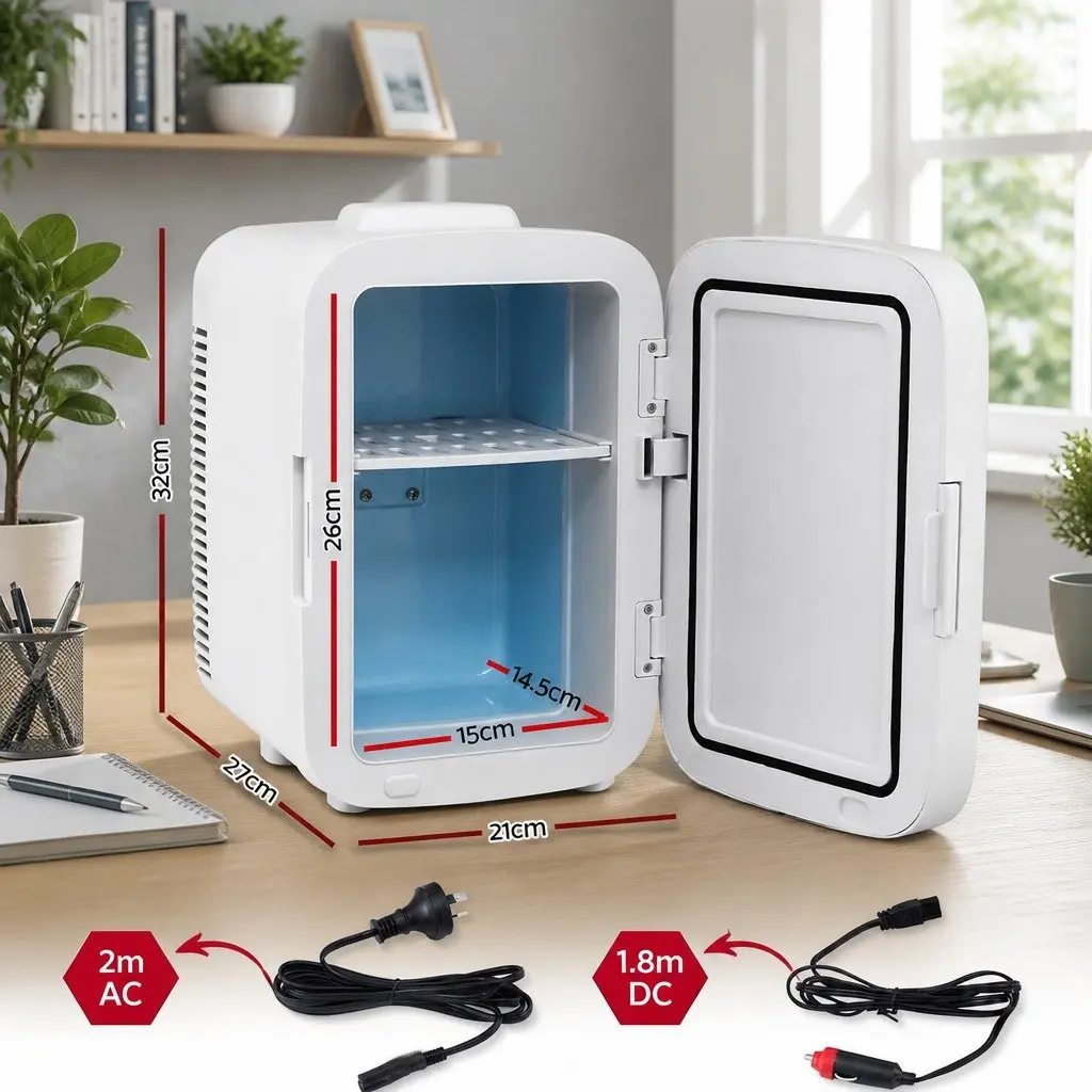 Portable Mini Fridge for Personal Use White Compact Size 12V 220V Electric Cooler Warmer