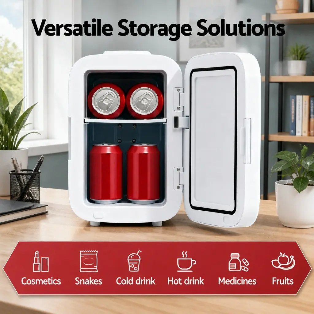 Portable Mini Fridge for Personal Use White Compact Size 12V 220V Electric Cooler Warmer