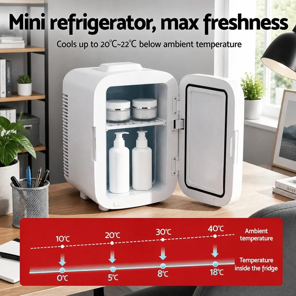 Portable Mini Fridge for Personal Use White Compact Size 12V 220V Electric Cooler Warmer