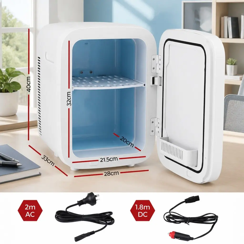 Mini Fridge Portable 12V 220V Electric Cooler Warmer Car Office White Compact