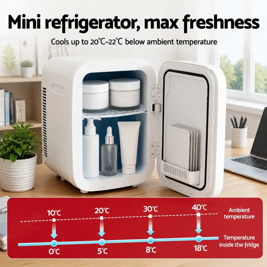 Mini Fridge Portable 12V 220V Electric Cooler Warmer Car Office White Compact