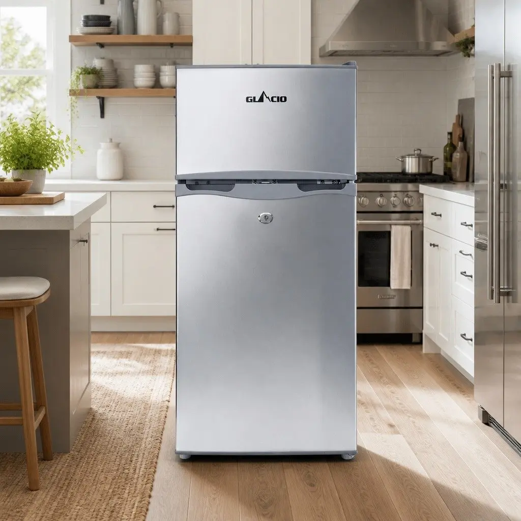 100L Portable Fridge Freezer for Camping and Caravans Silver with 12V 24V 240V Power Options and Adjustable Temperature Control