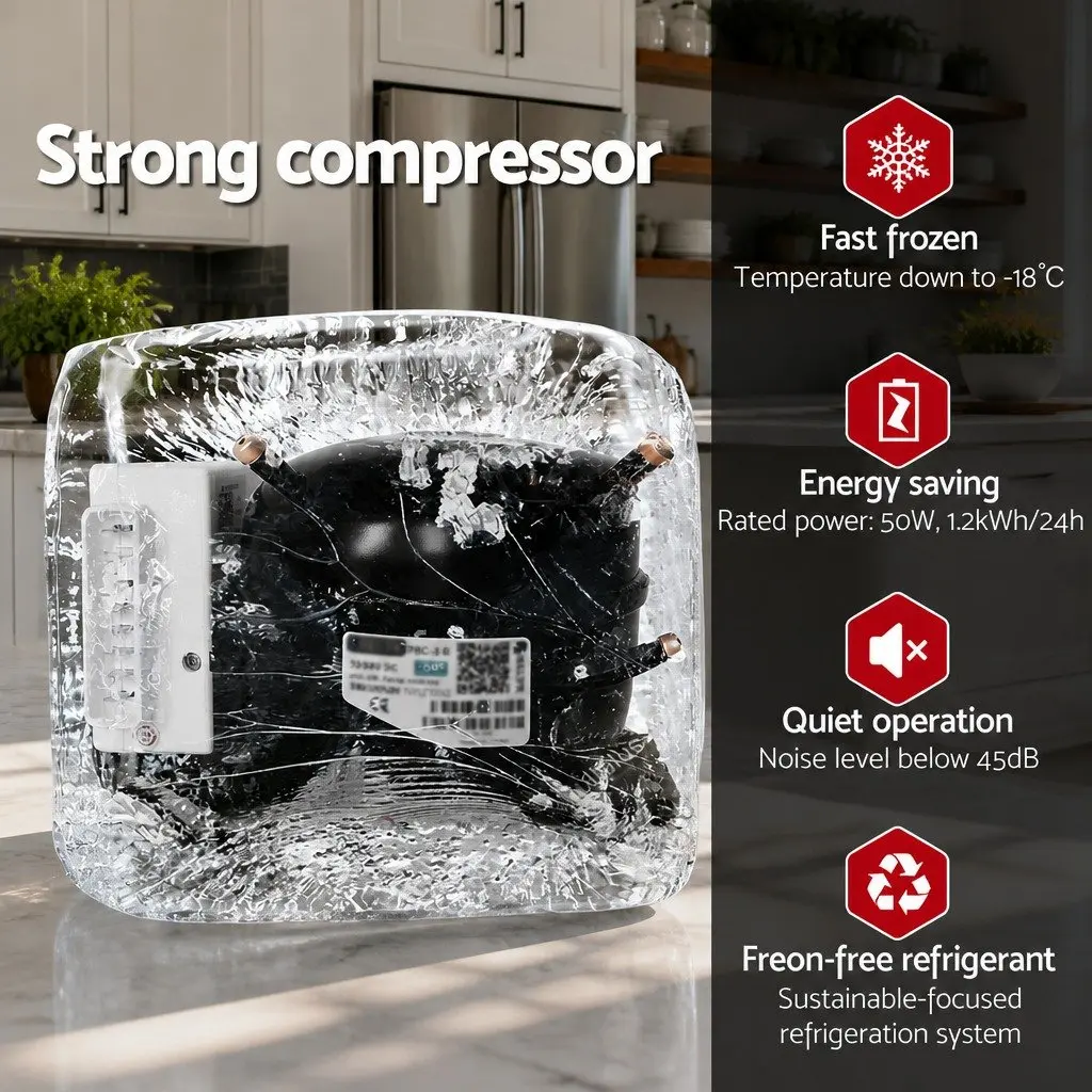 100L Portable Fridge Freezer for Camping and Caravans Silver with 12V 24V 240V Power Options and Adjustable Temperature Control