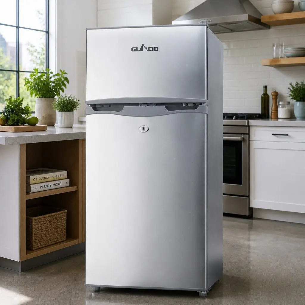 100L Portable Fridge Freezer for Camping and Caravans Silver with 12V 24V 240V Power Options and Adjustable Temperature Control