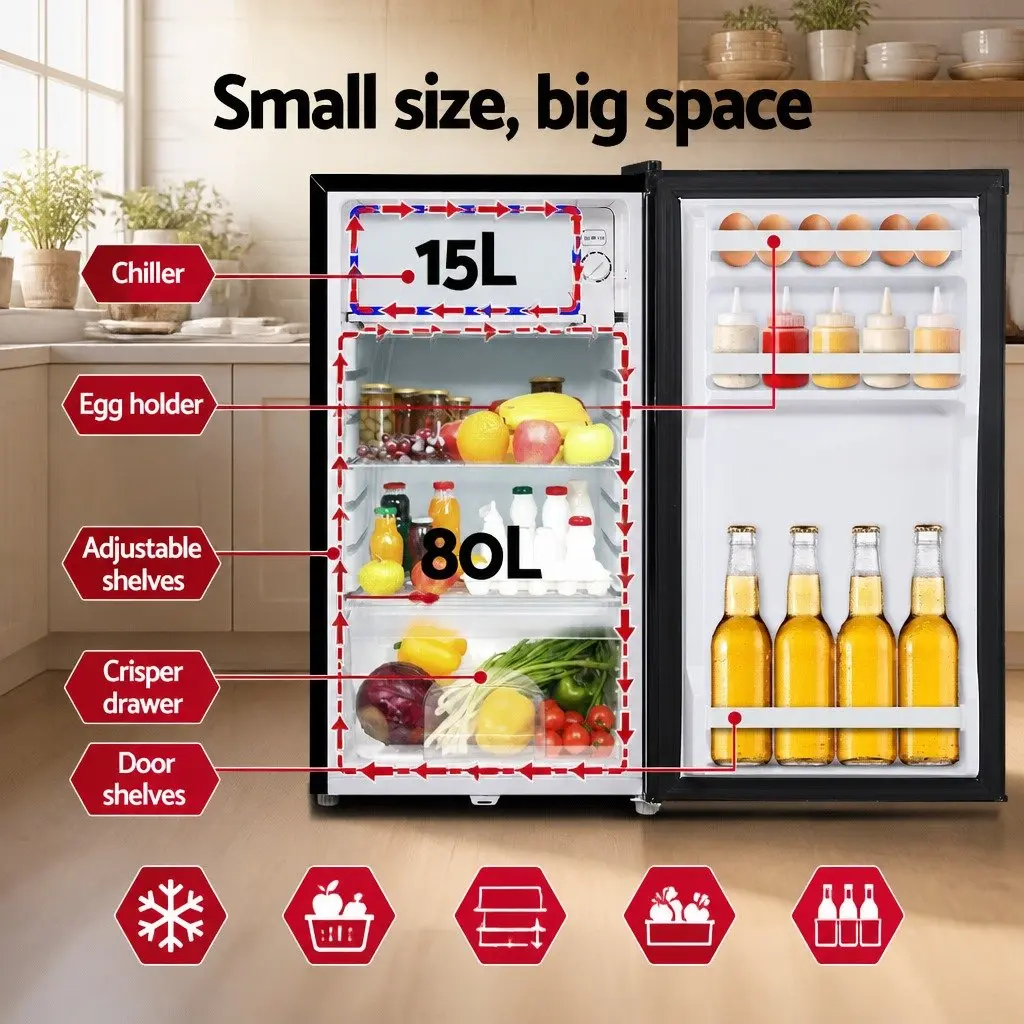 Portable Fridge Freezer 95L Camping Caravan Upright Cooler 12V 24V 240V