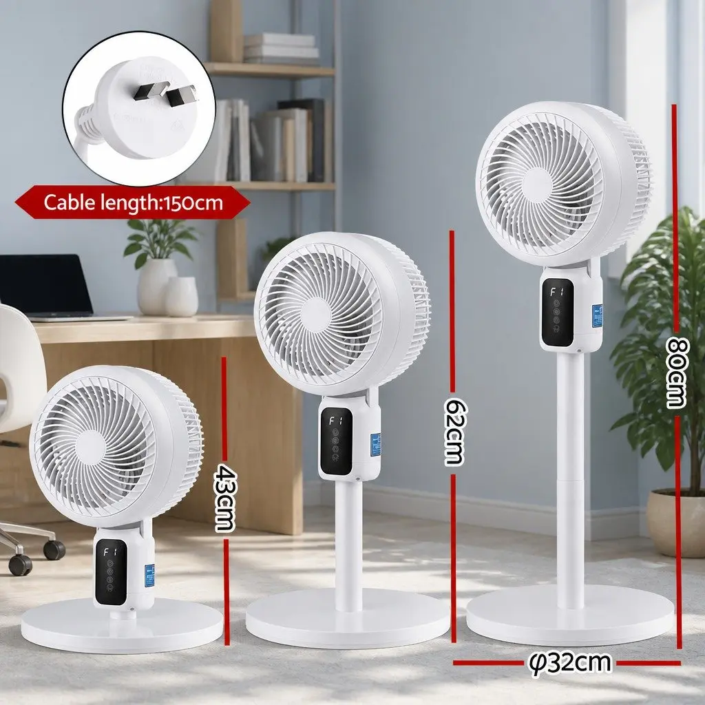 Pedestal Fan for Bedroom Office Living Area Height Adjustable Remote Control 3 Speed 12H Timer