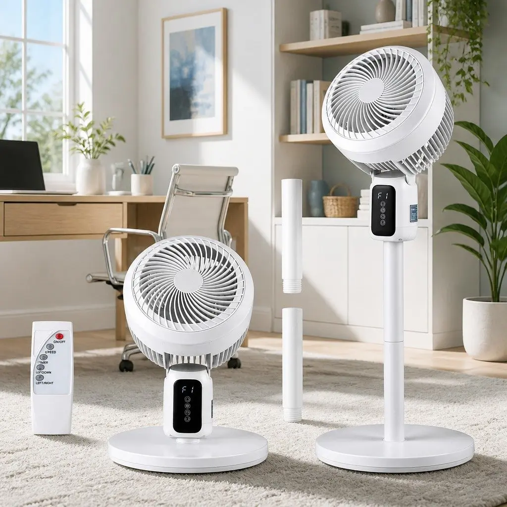Pedestal Fan for Bedroom Office Living Area Height Adjustable Remote Control 3 Speed 12H Timer