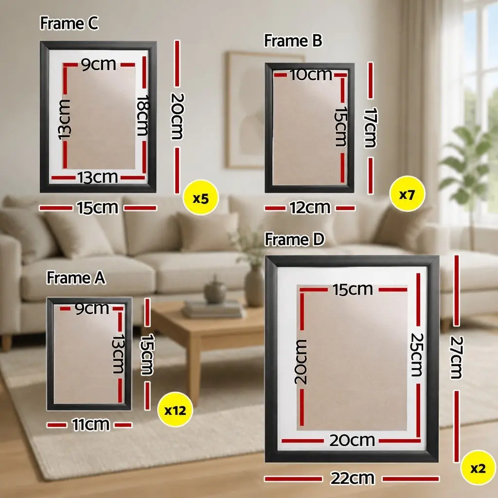 Photo Frame Set 26PCS Multiple Sizes 3.5x5" 4x6" 5x7" 8x10" Wall Art Display
