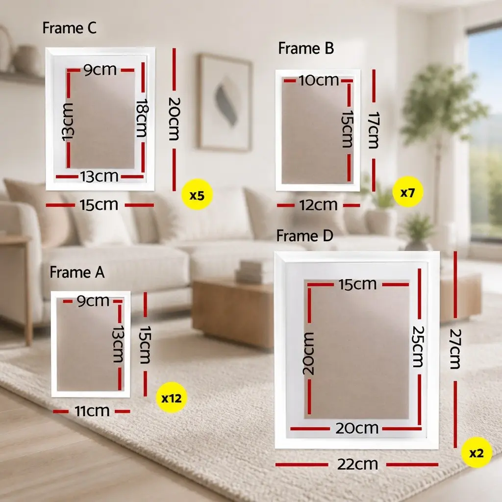Photo Frame Set 26 Piece Wall Art Display Multiple Sizes 3.5x5 4x6 5x7 8x10