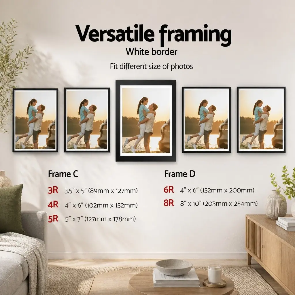 Photo Frame Set 30-Piece Wall Art Display Black Multiple Sizes 3.5x5 4x6 5x7