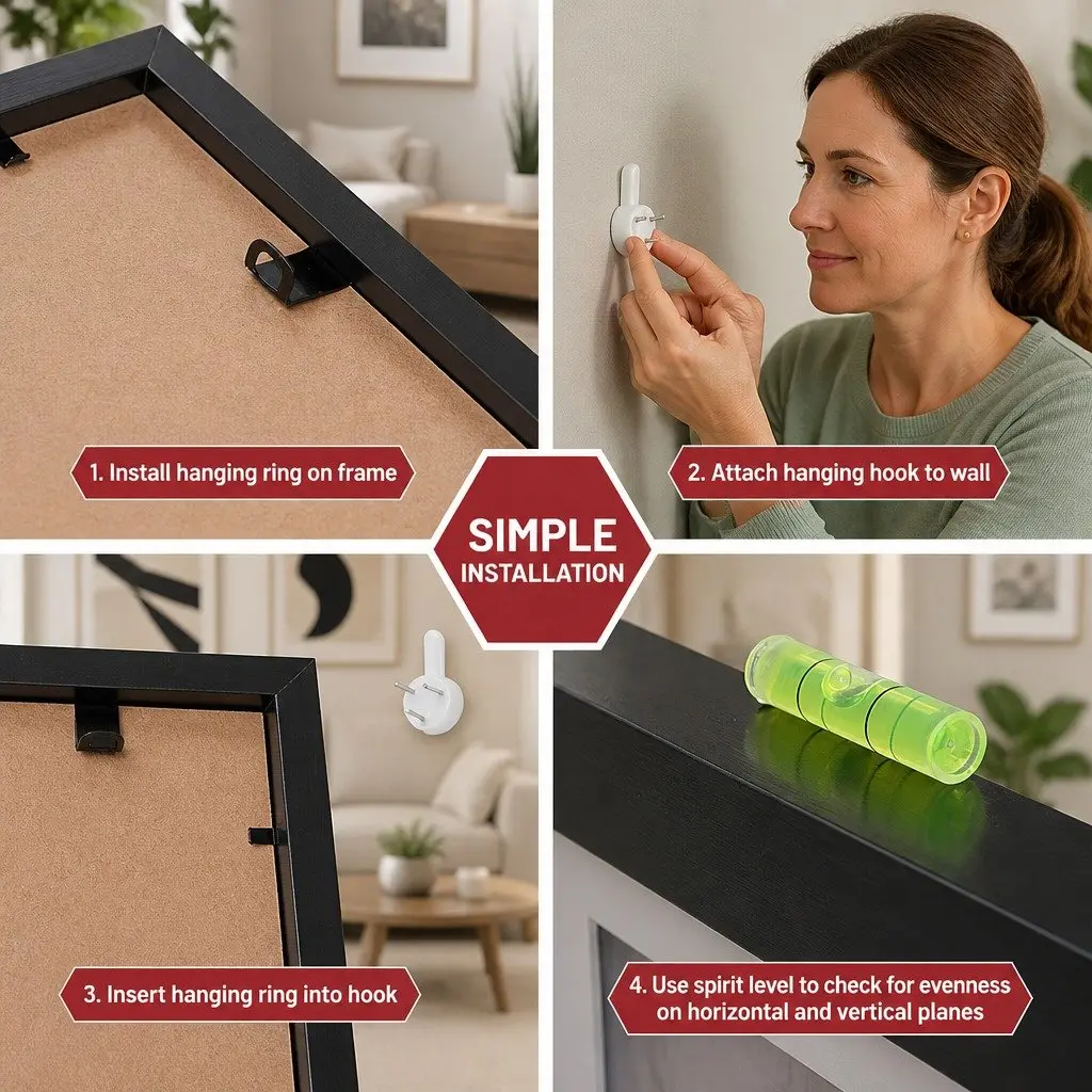 Photo Frame Set 30-Piece Wall Art Display Black Multiple Sizes 3.5x5 4x6 5x7