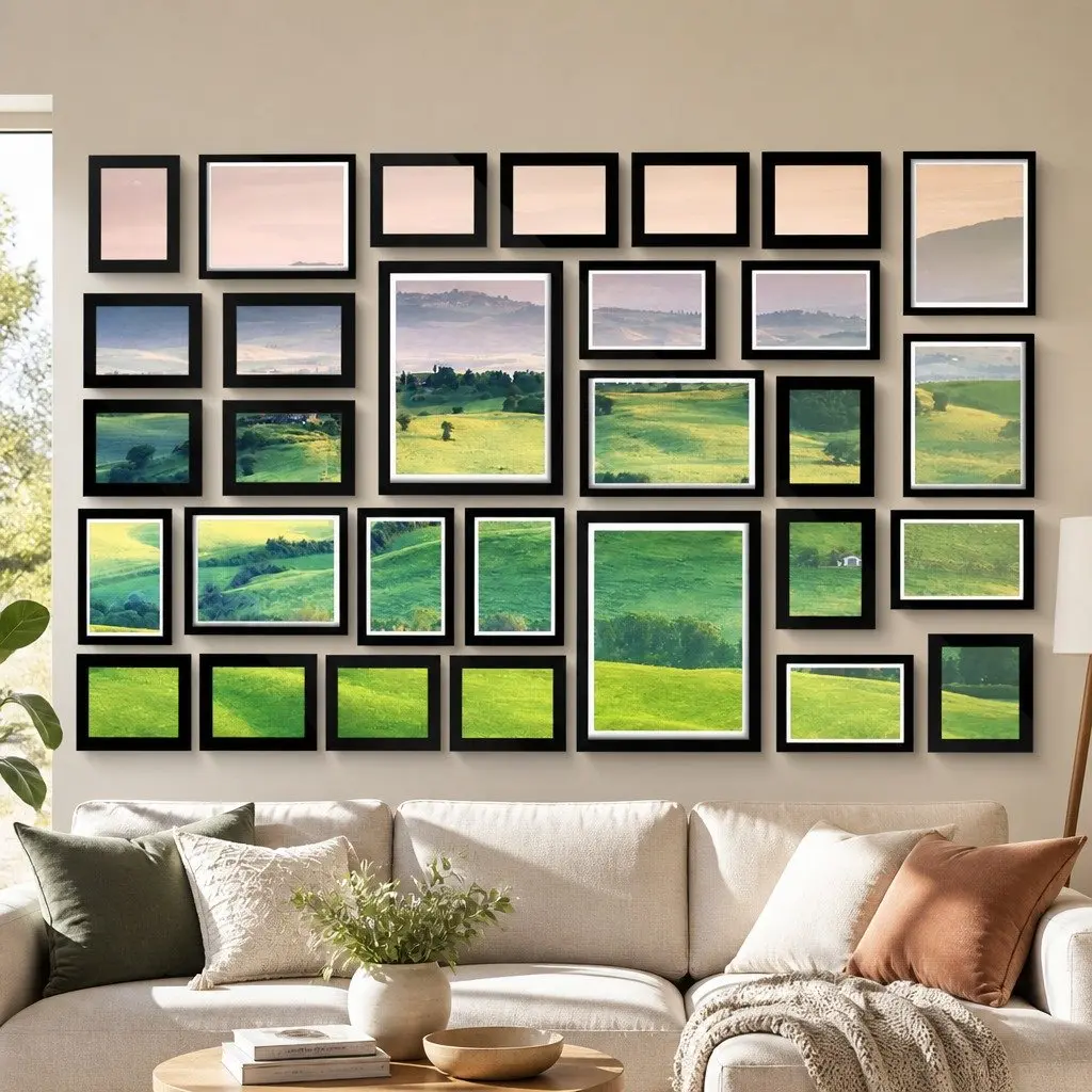 Photo Frame Set 30-Piece Wall Art Display Black Multiple Sizes 3.5x5 4x6 5x7