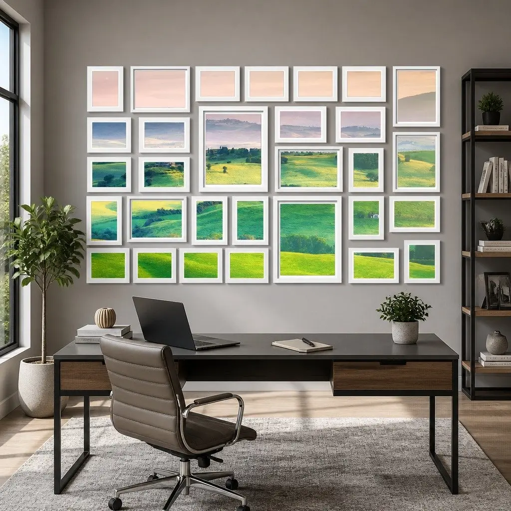 30 Piece White Photo Frame Set for Wall Display Multiple Sizes Portrait Landscape Arrangement