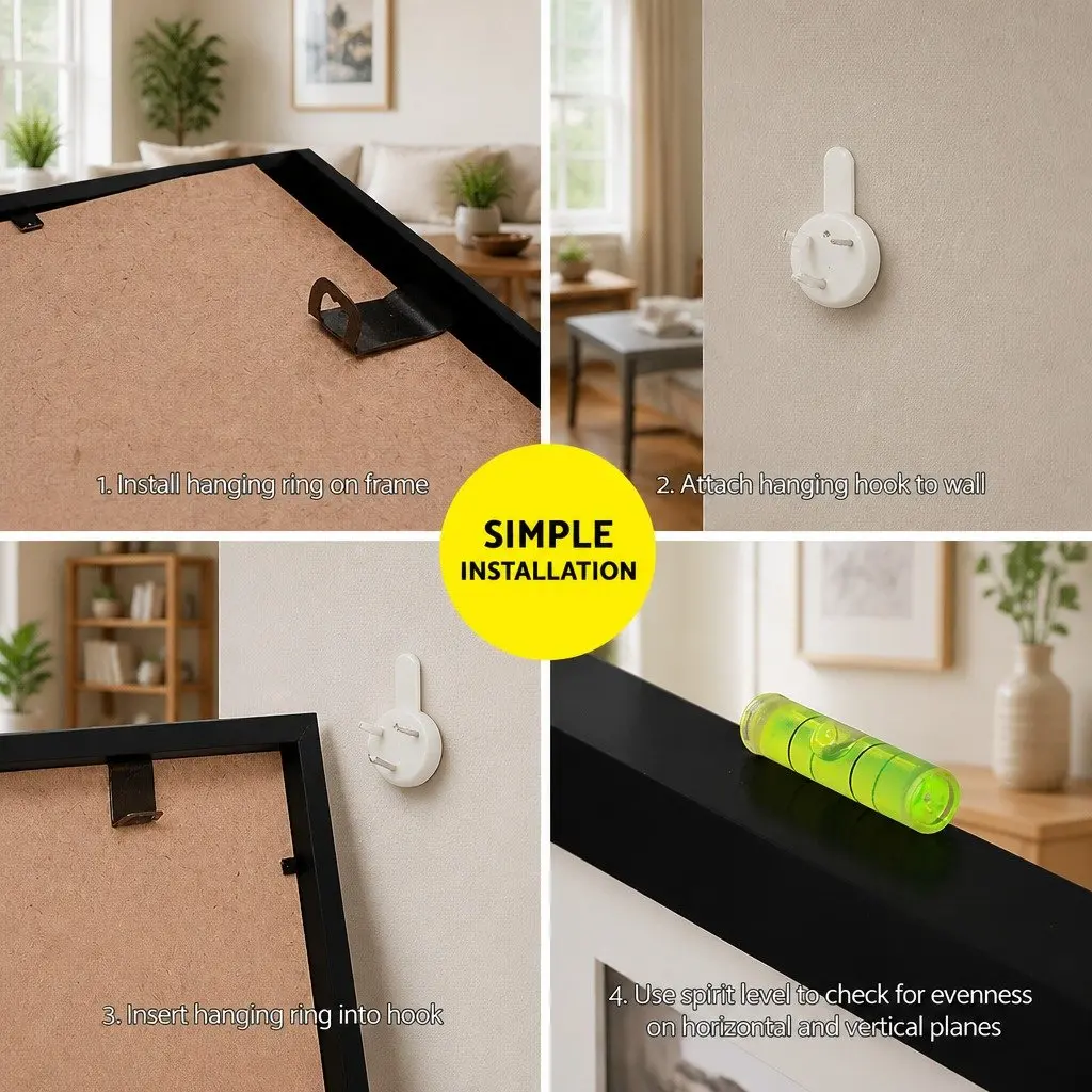 3 Piece Photo Frame Set A3 Size Black Polymer Rectangle Home Decor