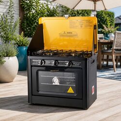 Portable Gas Oven Stove Camping Outdoor Cooking 2 Burner LPG BBQ Kitchen