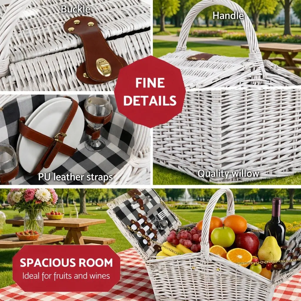 2 Person Willow Picnic Basket Set