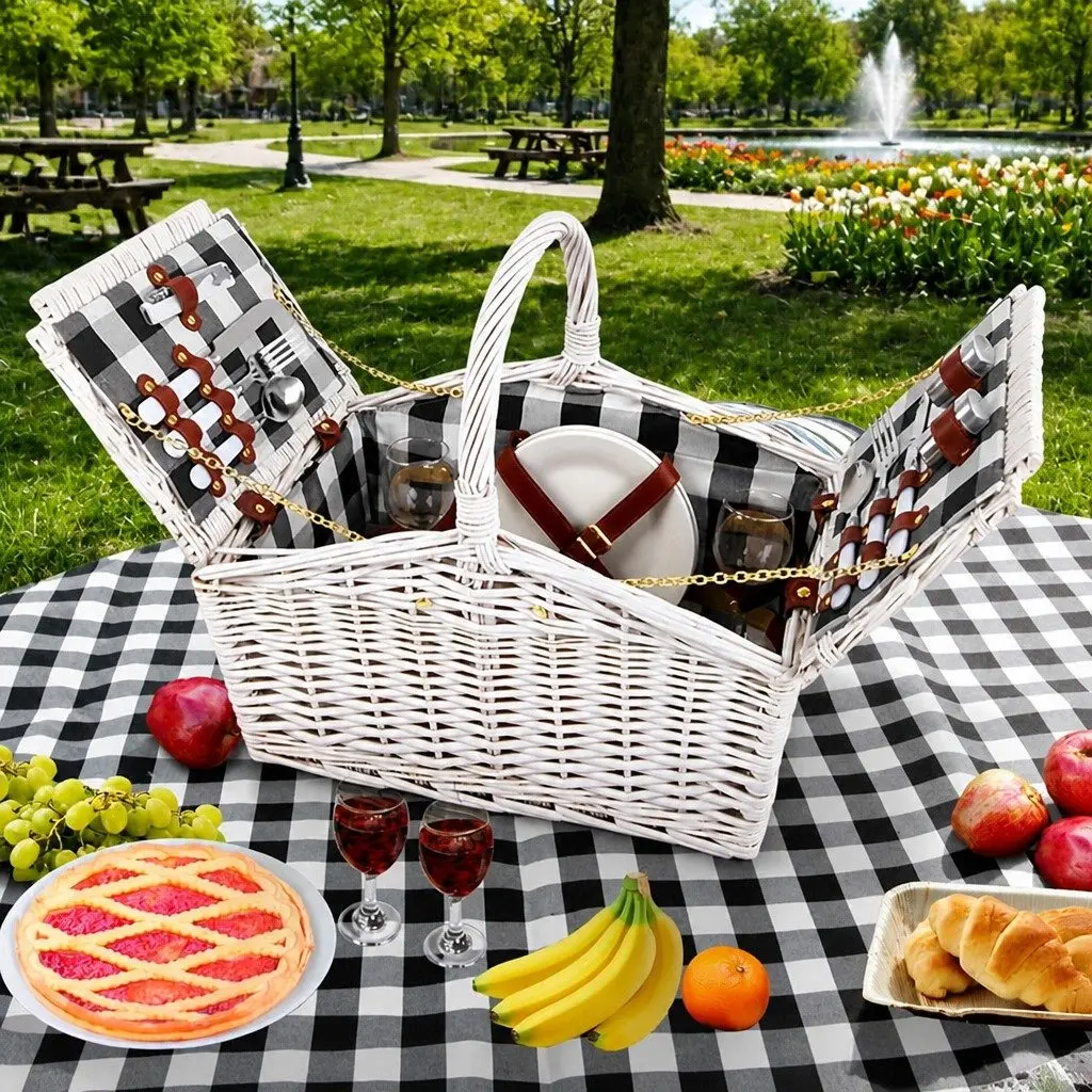 2 Person Willow Picnic Basket Set