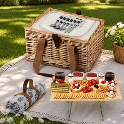 2-Person Picnic Basket Specifications: Willow, Cooler, Table