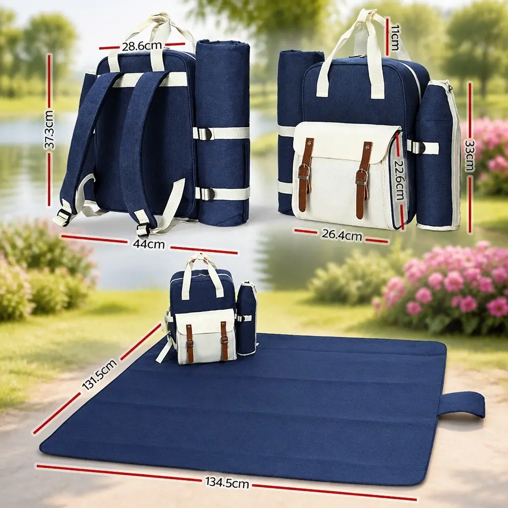 4 Person Picnic Backpack Set Outdoor Recreation Insulated Cooler Bag