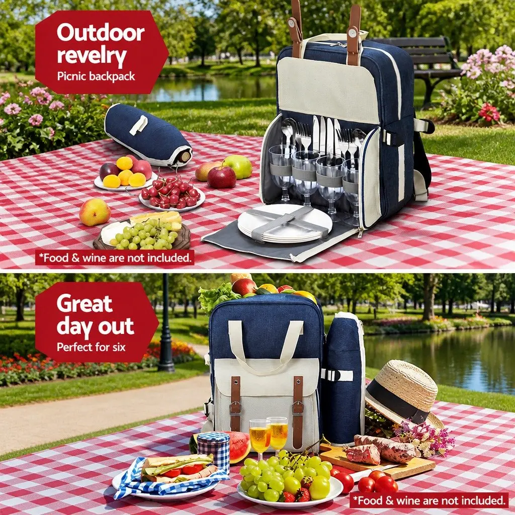 4 Person Picnic Backpack Set Outdoor Recreation Insulated Cooler Bag