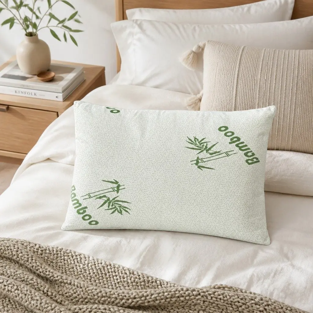 Bamboo Pillow 4 Pack Medium Firm Firm White Family Hotel Bedding Set