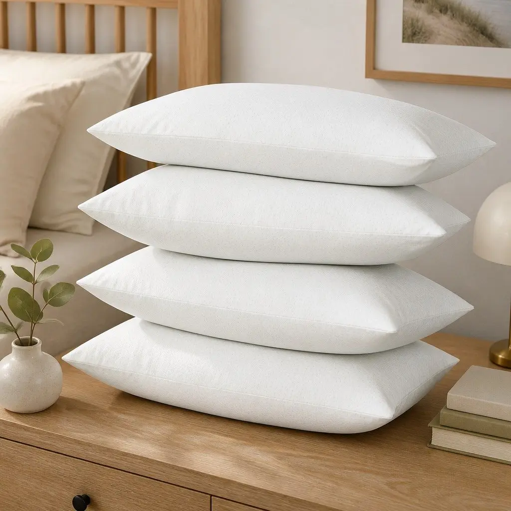 Bamboo Pillow 4 Pack Medium Firm Firm White Family Hotel Bedding Set
