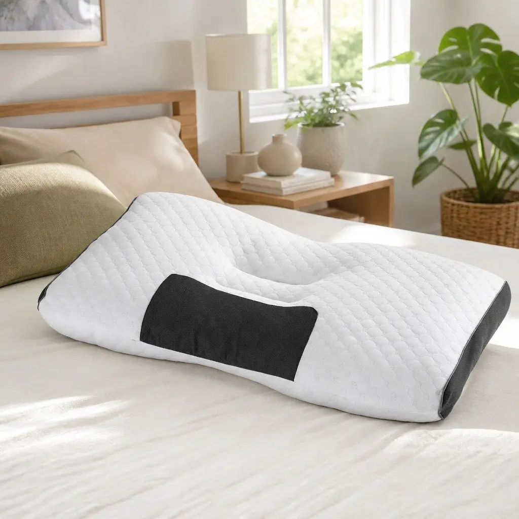 Ergonomic Contour Pillow Neck Support Memory Foam Adjustable Height Bedding