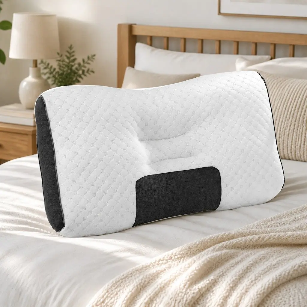 Ergonomic Contour Pillow Neck Support Memory Foam Adjustable Height Bedding