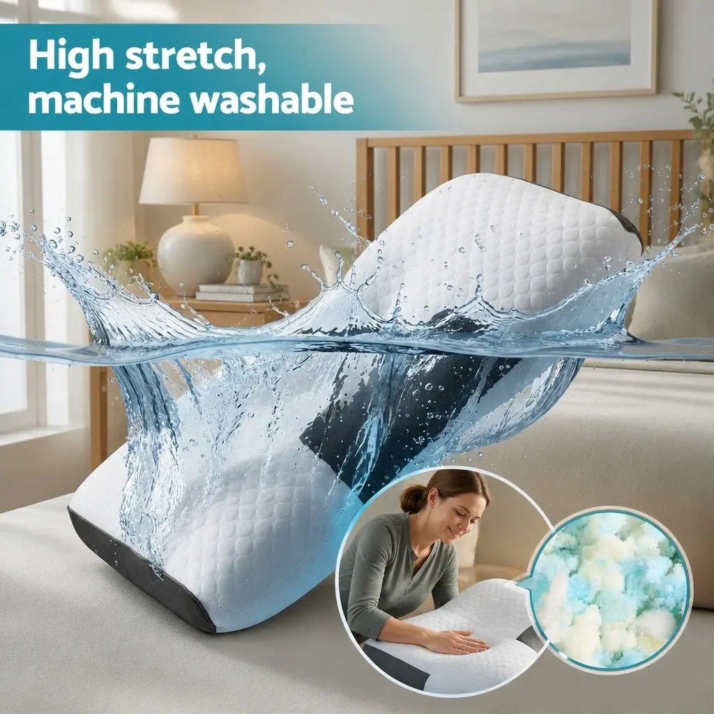 Ergonomic Contour Pillow Neck Support Memory Foam Adjustable Height Bedding