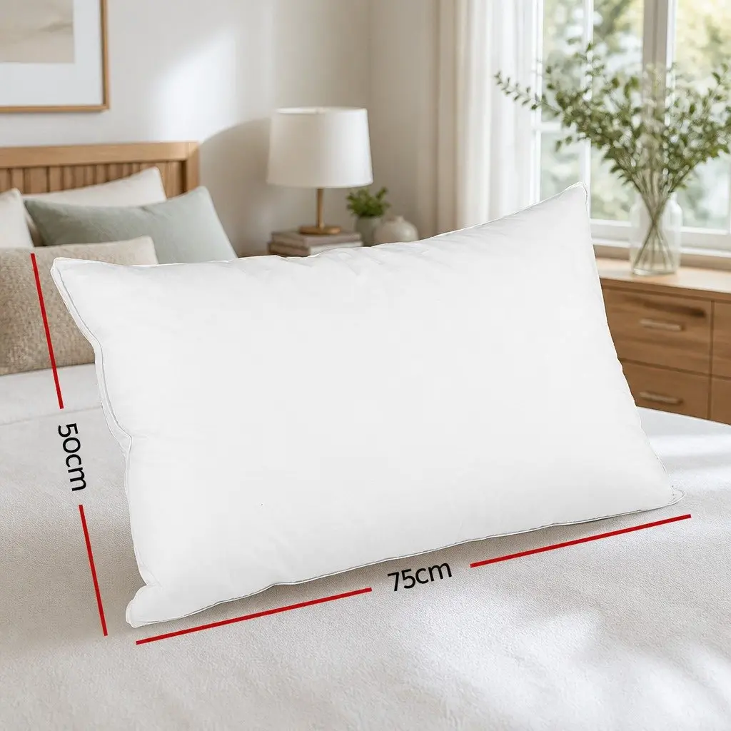 Duck Feather Down Pillow Twin Pack White Standard Size Neck Support Bedding