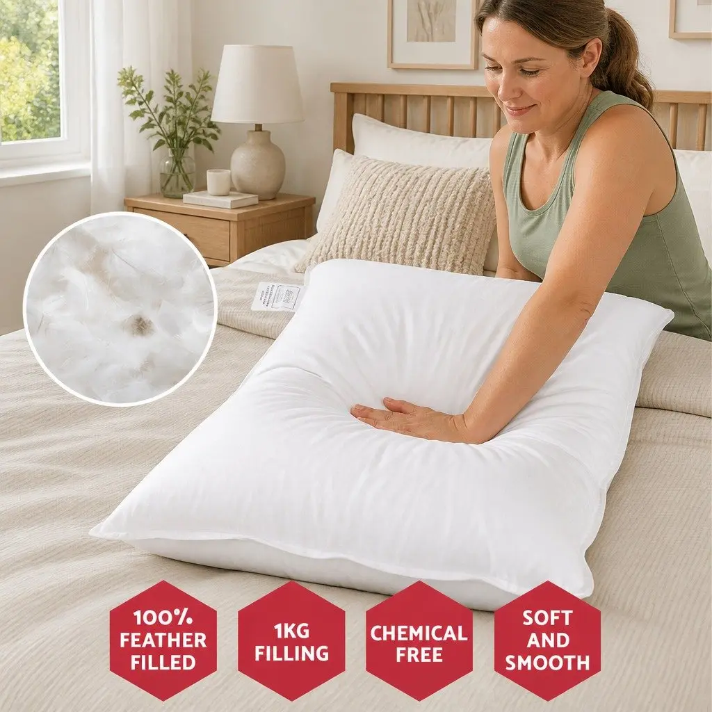 Duck Feather Down Pillow Set for Bedroom 73 x 48cm White
