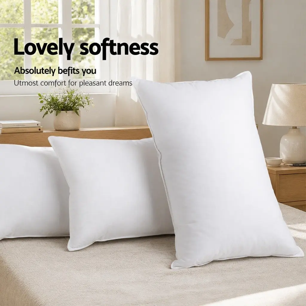 Duck Feather Down Pillow Set for Bedroom 73 x 48cm White
