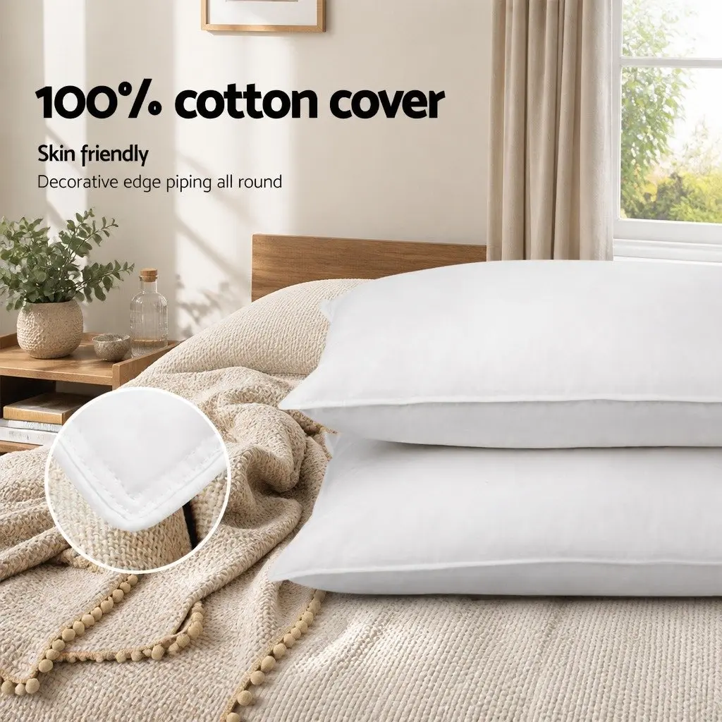 Duck Feather Down Pillow Set for Bedroom 73 x 48cm White