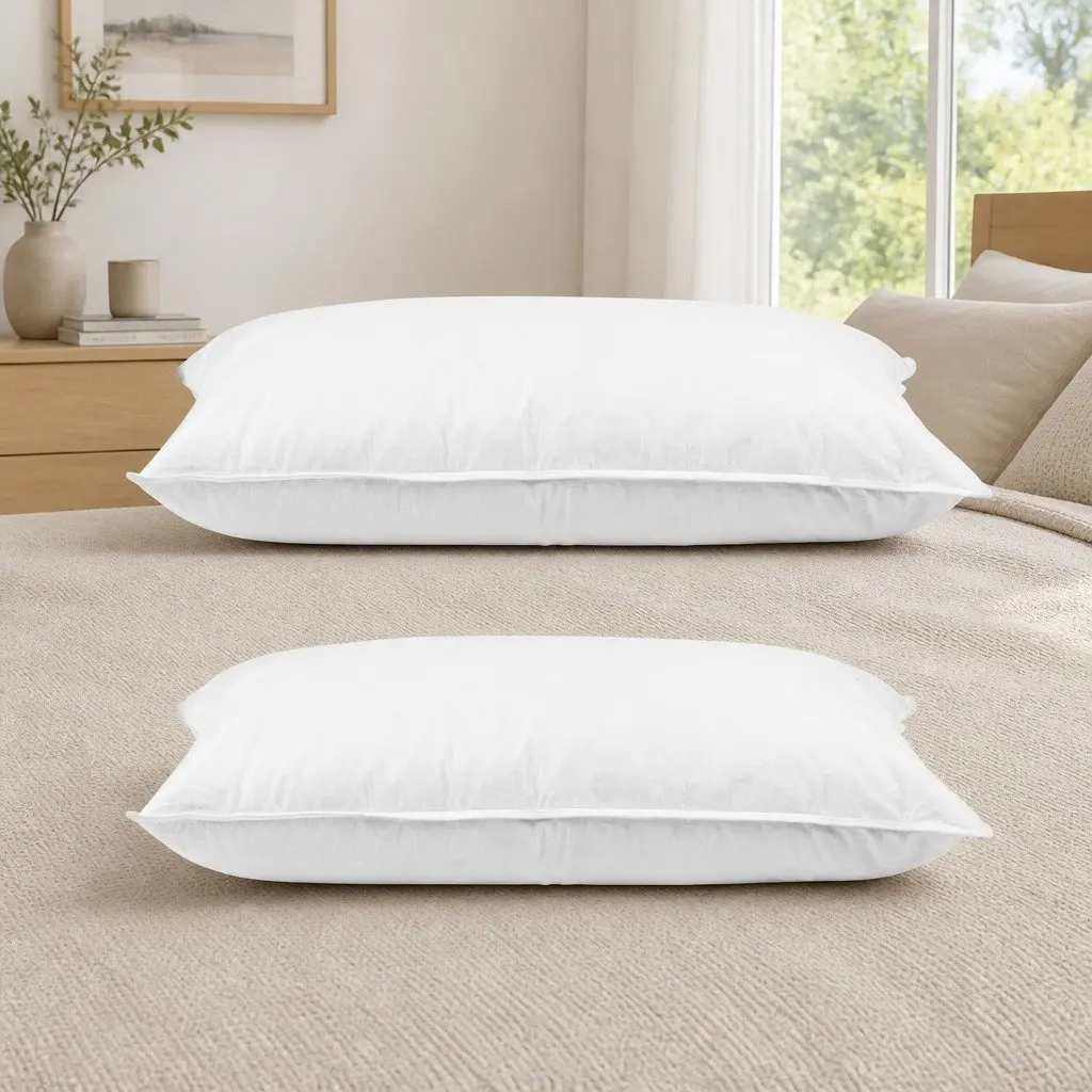 Duck Feather Down Pillow Set for Bedroom 73 x 48cm White