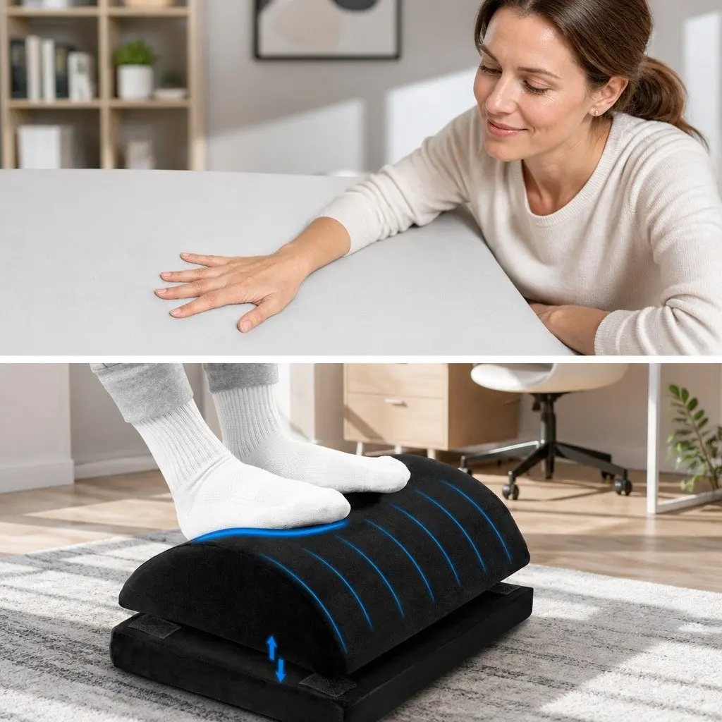 Memory Foam Footrest Cushion Adjustable Pillow Ergonomic Foot Rest Support