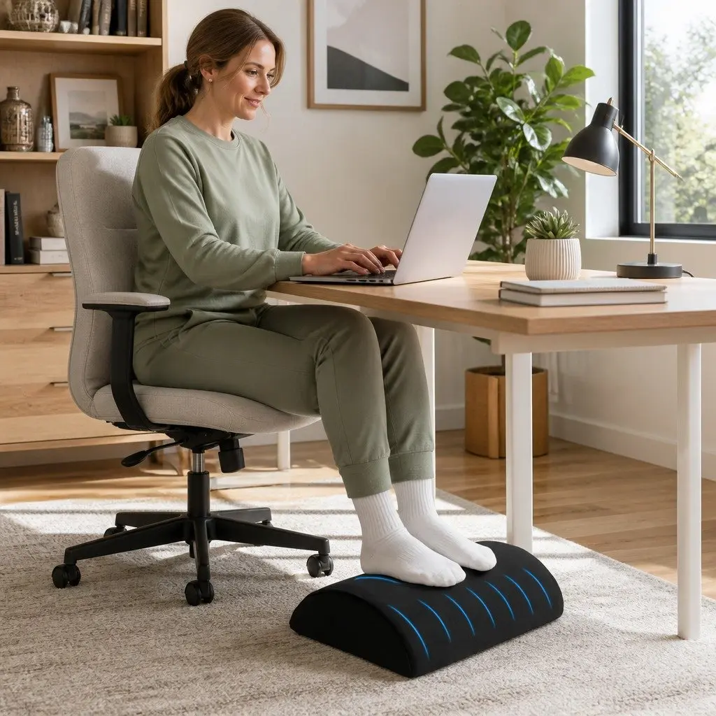 Memory Foam Footrest Cushion in Black