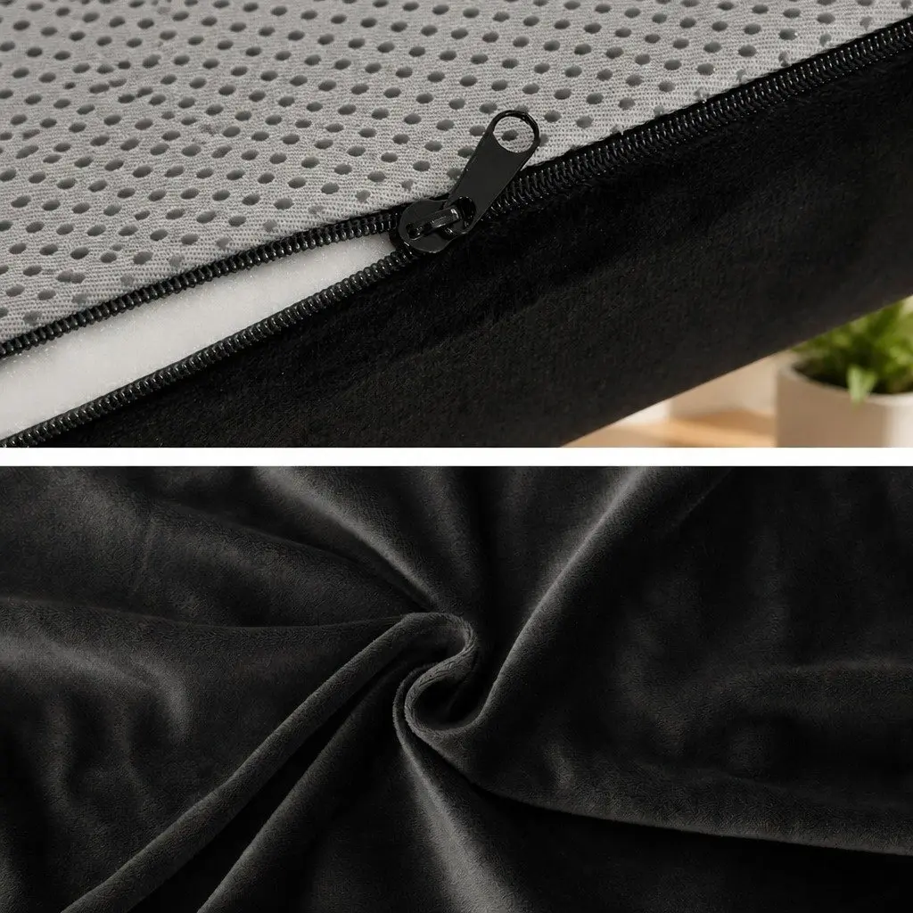 Memory Foam Footrest Cushion for Relaxation Black 43cm x 26cm x 12cm