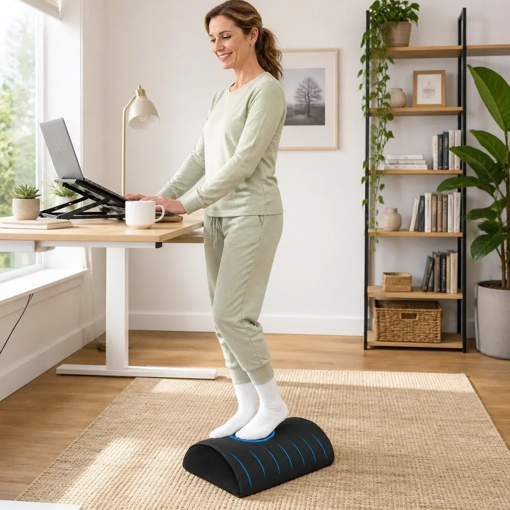Memory Foam Footrest Cushion for Relaxation Black 43cm x 26cm x 12cm