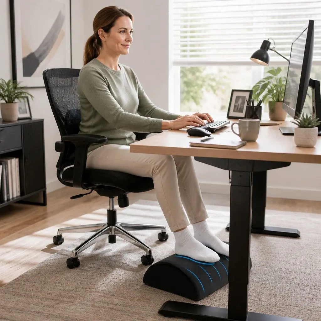 Memory Foam Footrest Cushion for Relaxation Black 43cm x 26cm x 12cm